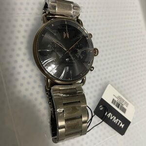 MVMT Black Dial Blacktop Maple Frost Silver Band Watch